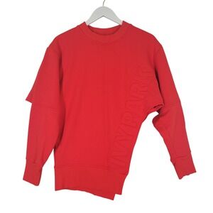 Ivy Park Sweatshirt Women Small Red Asymmetric Cutout Logo Pullover Top Oversize
